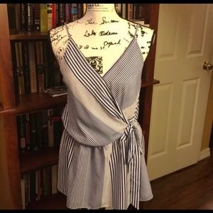 NWOT Banana Republic Blue and White Blouse